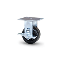 Phenolic rigid caster with brake